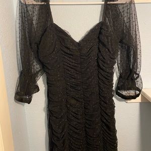 Black shoulder off sleeve dress